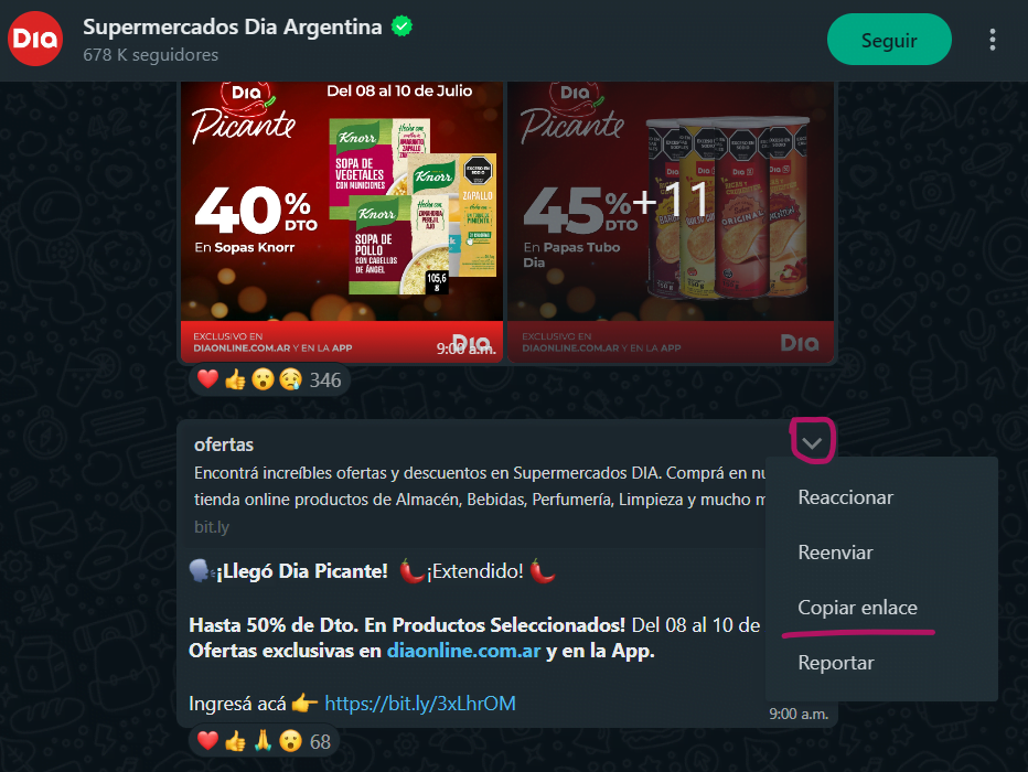 Comprar reacciones a mensajes de Whatsapp